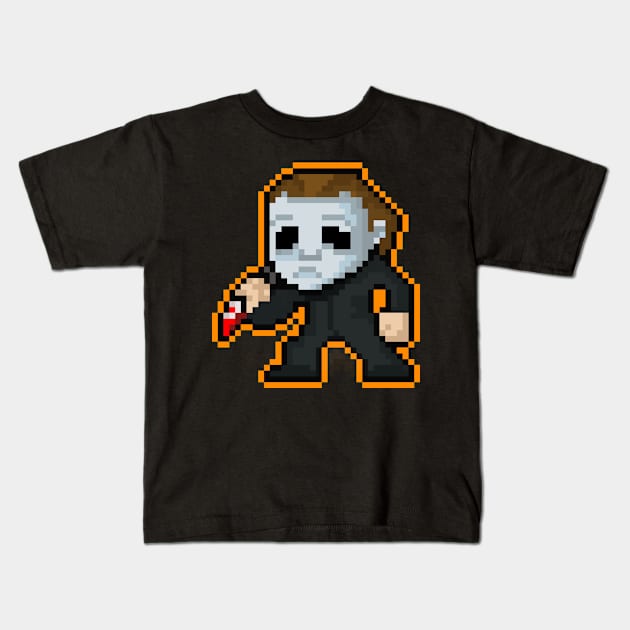 Pixel Myers Kids T-Shirt by RetroPixelWorld